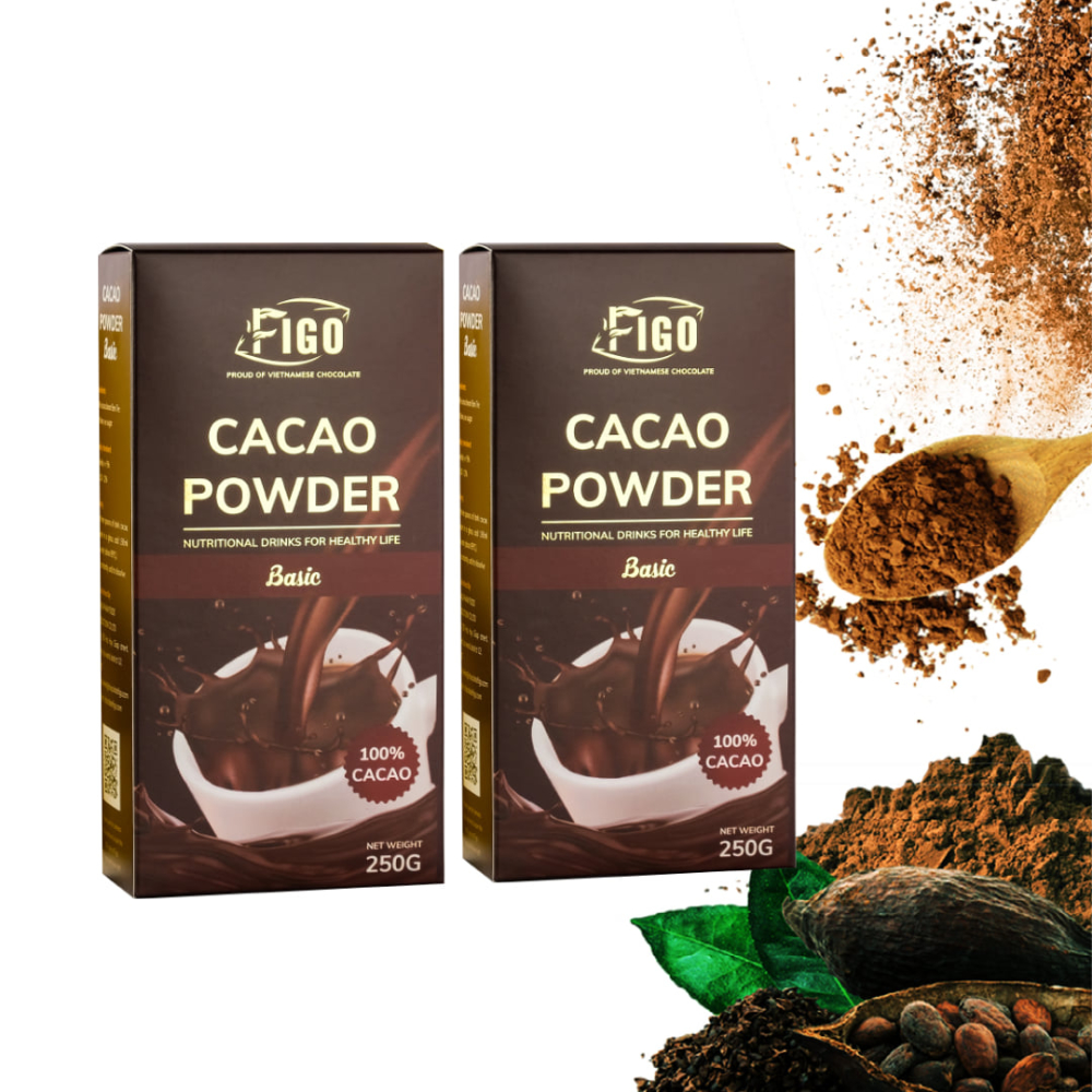 (500gr) Bột cacao nguyên chất 100% cacao không đường dòng Basic Figo