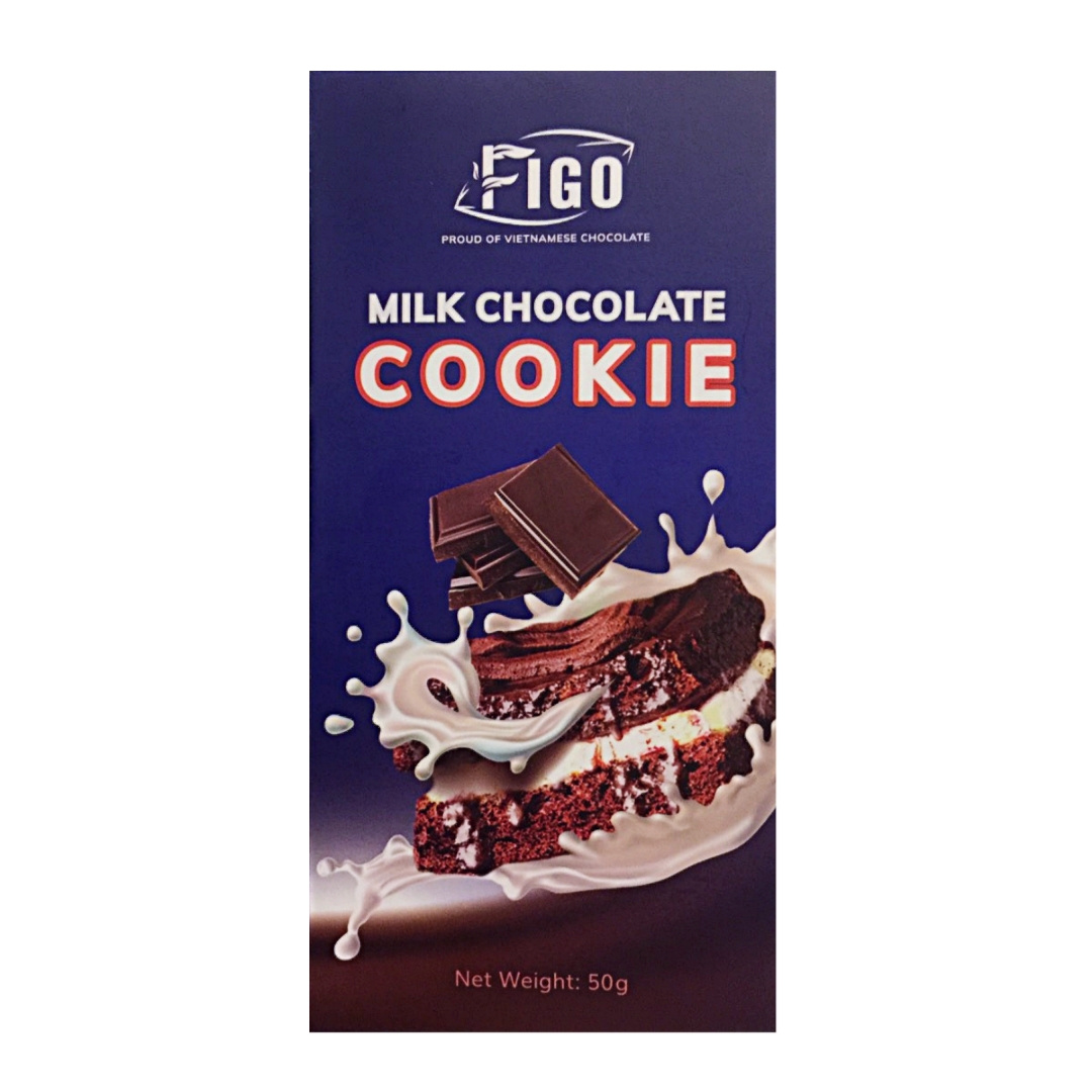 (Bar 50g) Socola sữa nhân bánh Cookie FIGO - đồ ăn vặt văn phòng