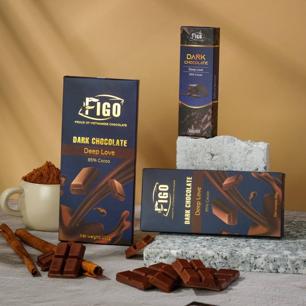 (Bar 20g) Kẹo Sô cô la đen 85% cacao ít đường 20g FIGO