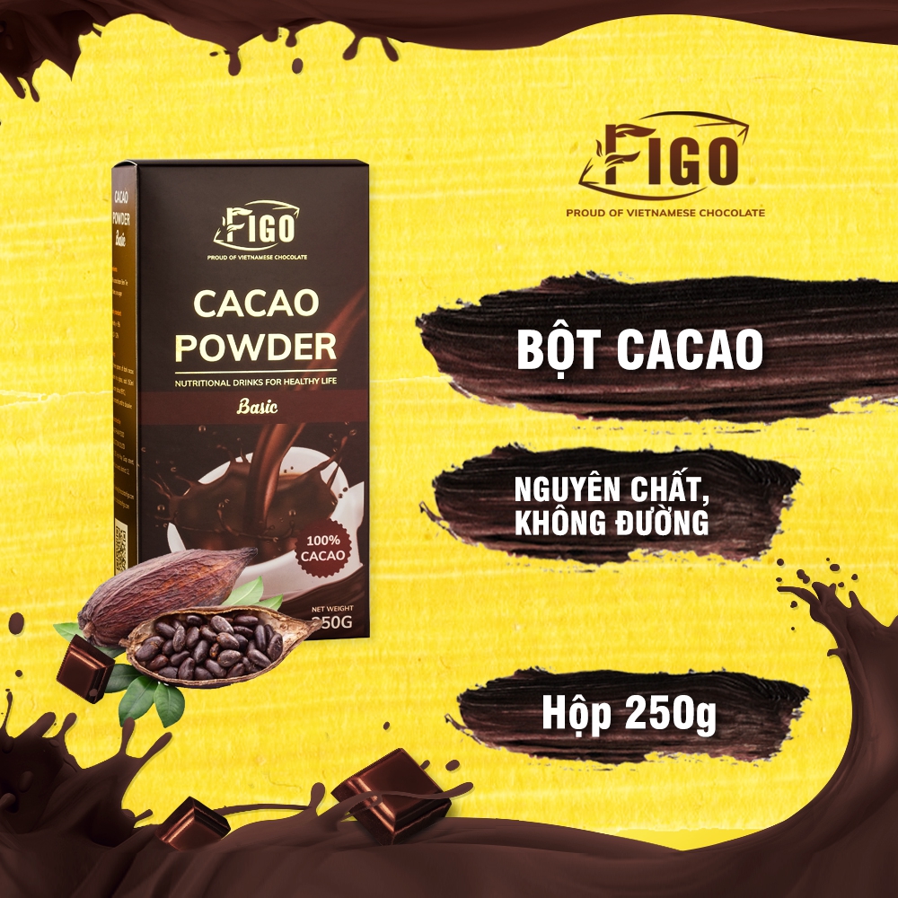 (1kg)Bột cacao nguyên chất không đường dòng basic Figo