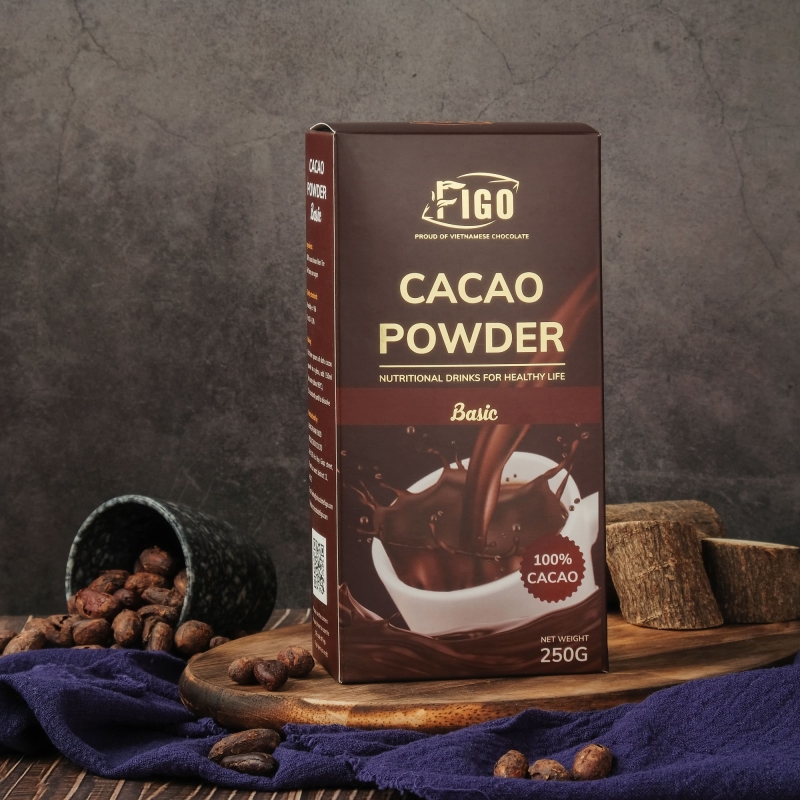 Bột cacao nguyên chất không đường dòng basic 250gram Figo