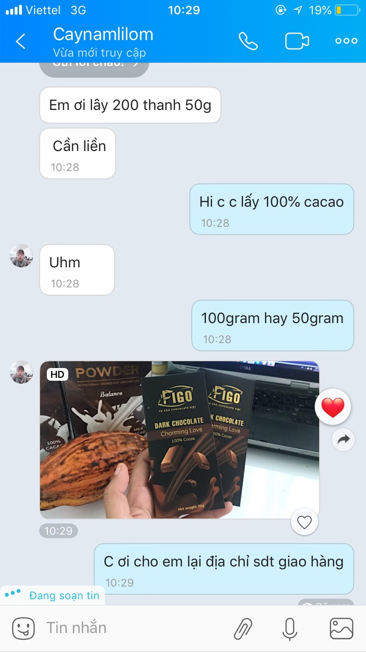 (Bar 50g) Socola đen nguyên chất không đường dòng Charming love 50g Figo - Vietnamese Chocolate