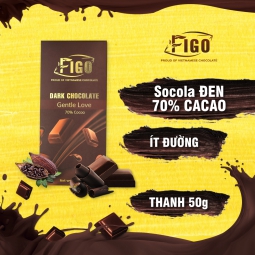 (Bar 50g) Socola đen 70% cacao ngọt vừa dòng Gentle Love 50g Figo - Vietnamese Chocolate