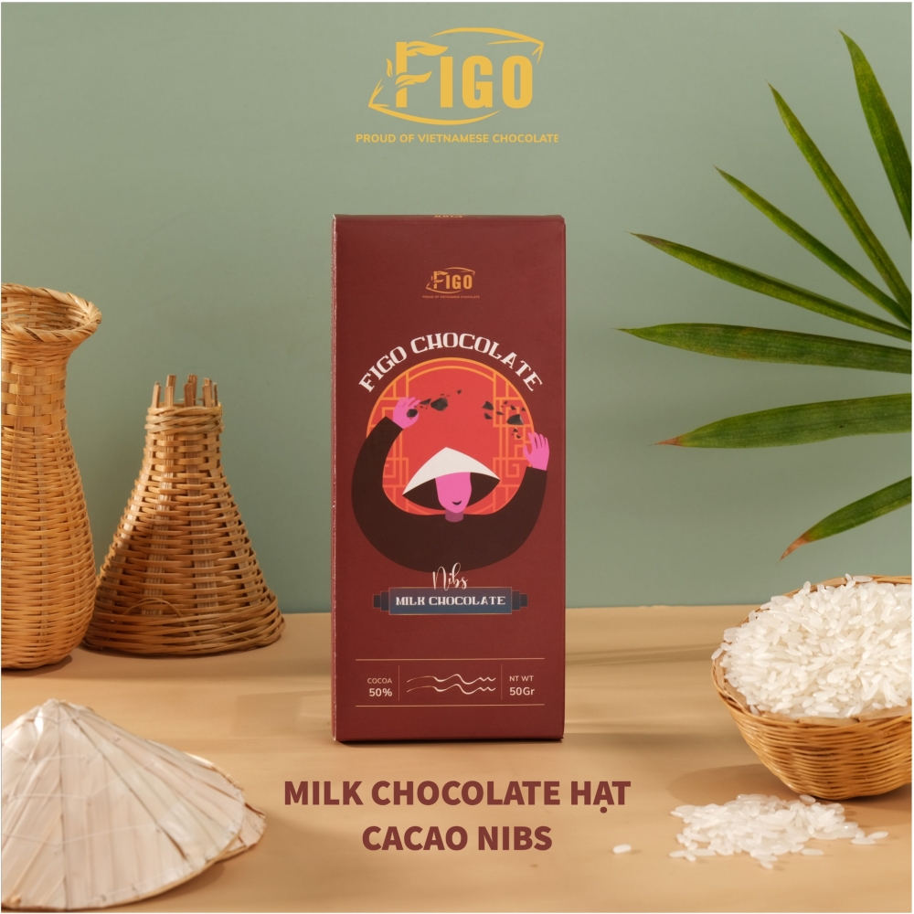 Set quà tặng Chocolate Hoàn Kiếm Hà Nội 3 Milk Chocolate 50g mix vị FIGO hộp màu nâu  - Chocolate gift From Viet Nam