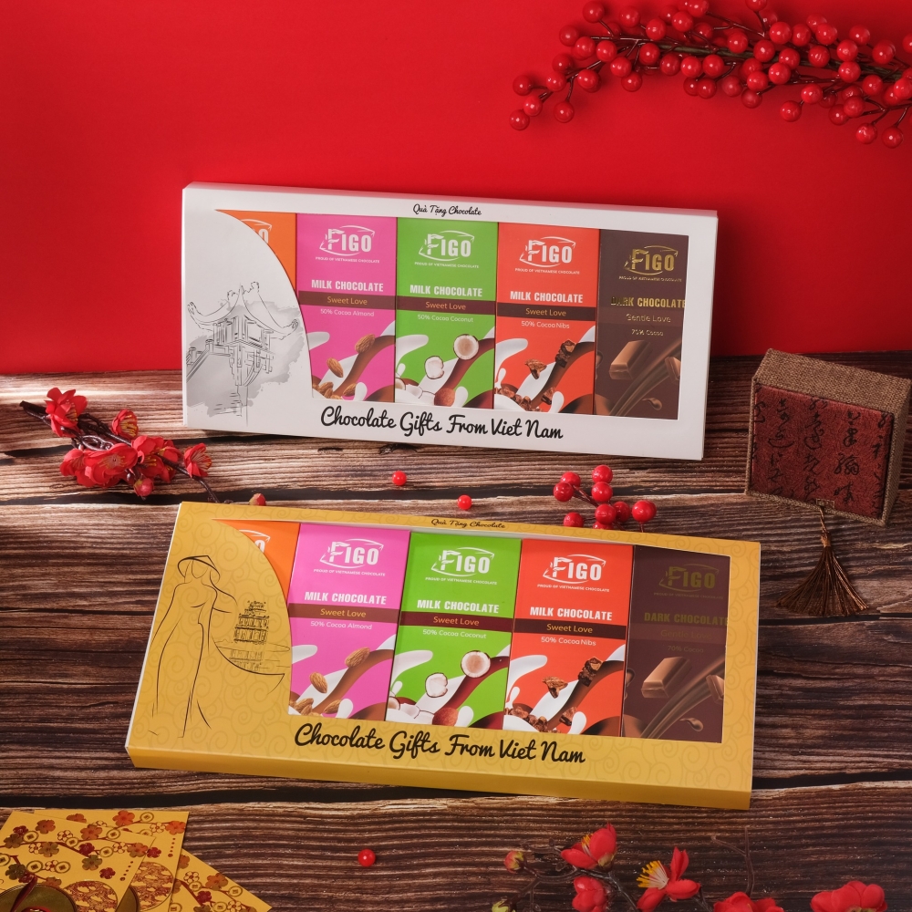 Set quà tặng Chocolate 5 hộp Milk Chocolate 50g FIGO - Chocolate gift From Viet Nam