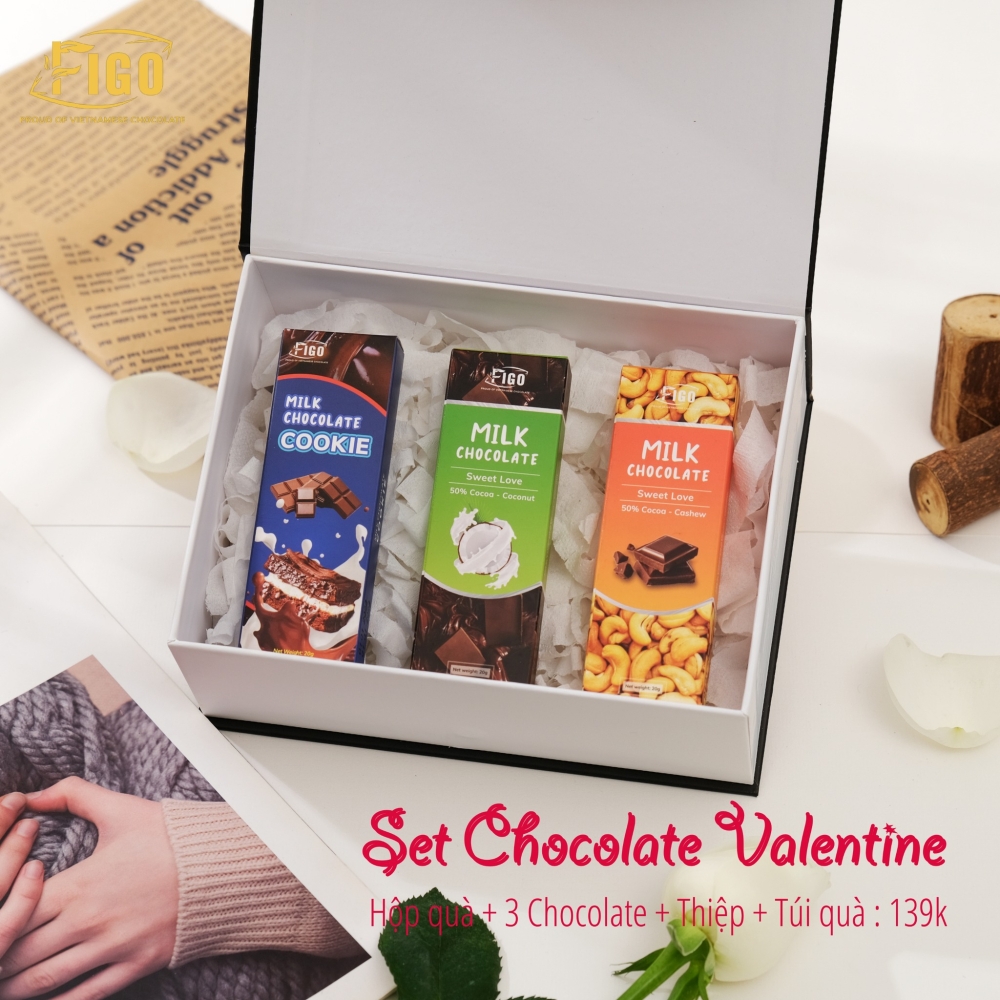 Set quà tặng Chocolate Valentine 3 Milk Chocolate 20g FIGO - Chocolate gift From Viet Nam