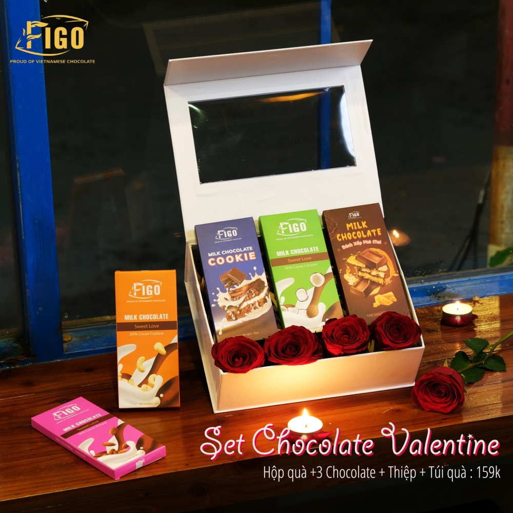 Set quà tặng Chocolate Valentine 3 Milk Chocolate 50g FIGO - Chocolate gift From Viet Nam