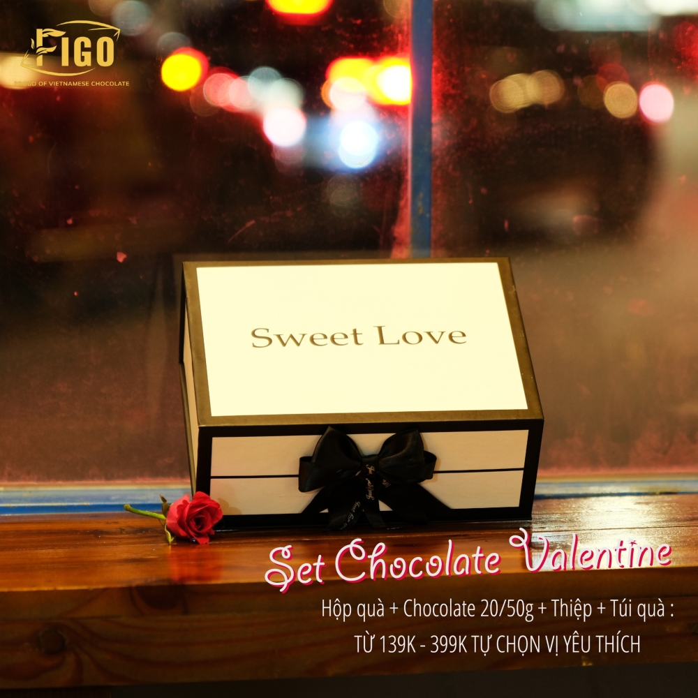 Set quà tặng Chocolate Valentine 3 Dark Chocolate 50g FIGO - Chocolate gift From Viet Nam