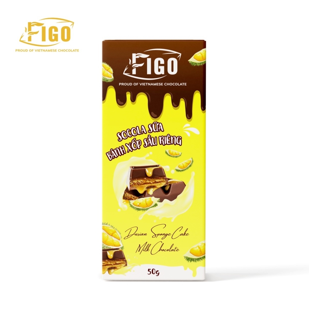 Socola sữa nhân bánh xốp kem sầu riêng 50g FIGO